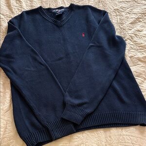 Ralph Lauren Polo Sports Men's Large Deep Blue V-Neck Sweater